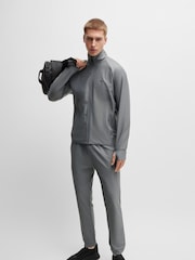 BOSS Grey Stretch-Interlock Tracksuit Bottoms With Decorative Reflective Logo - Image 3 of 4