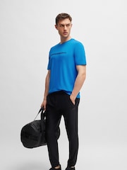 BOSS Blue Stripe Logo Cotton-Blend T-Shirt - Image 3 of 5