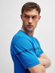 BOSS Blue Stripe Logo Cotton-Blend T-Shirt - Image 4 of 5
