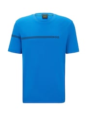 BOSS Blue Stripe Logo Cotton-Blend T-Shirt - Image 5 of 5