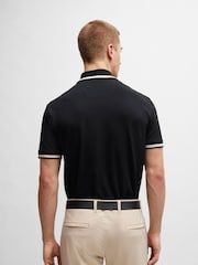 BOSS Black Cotton-Blend Logo Stripped Polo Shirt - Image 3 of 4