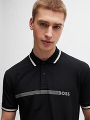 BOSS Black Cotton-Blend Logo Stripped Polo Shirt - Image 4 of 4