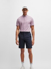 BOSS Purple Regular Fit Knitted Wrinkle Resistant 100% Cotton Shirt - Image 3 of 5