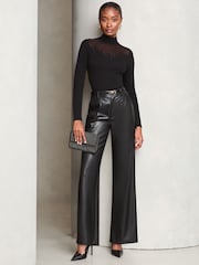 Lipsy Black Sheer Staggered Insert Knit Jumper - Image 3 of 4
