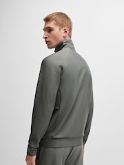 BOSS Grey Stretch-Interlock Zip-Up Sweatshirt With Decorative Reflective Logo - Image 2 of 4