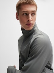 BOSS Grey Stretch-Interlock Zip-Up Sweatshirt With Decorative Reflective Logo - Image 3 of 4