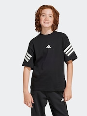 adidas Black 3 Stripes 100% Cotton T-Shirt - Image 1 of 6