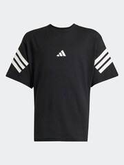 adidas Black 3 Stripes 100% Cotton T-Shirt - Image 6 of 6