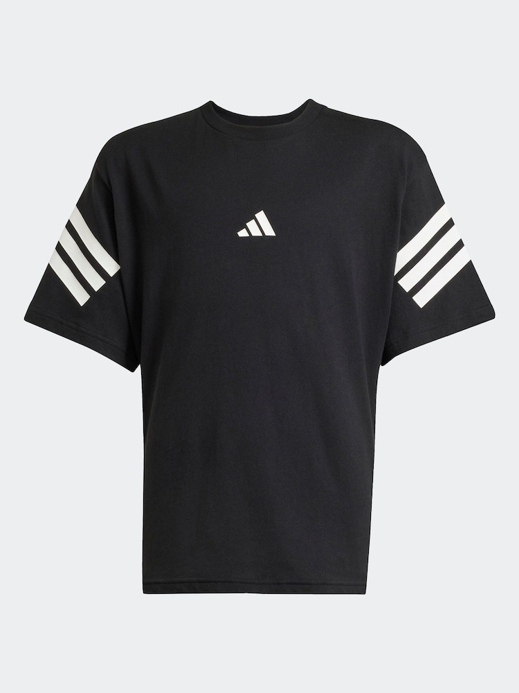 adidas Black 3 Stripes 100% Cotton T-Shirt - Image 6 of 6