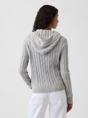 Gap Grey Cable-Knit Zip-Up Cardigan - Image 2 of 4