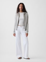 Gap Grey Cable-Knit Zip-Up Cardigan - Image 3 of 4