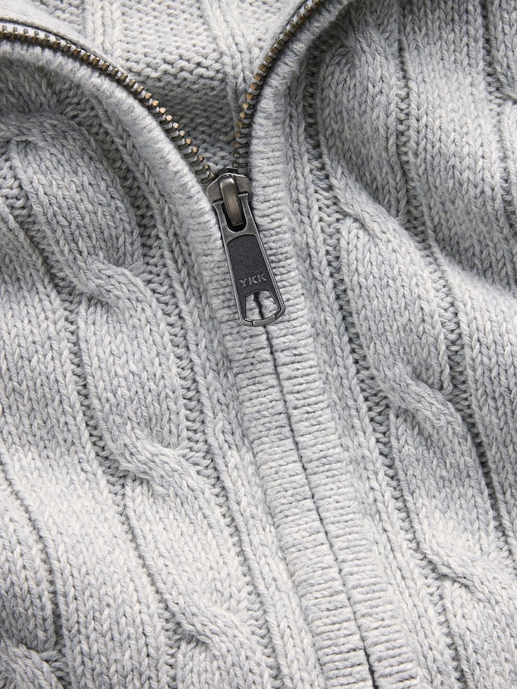 Gap Grey Cable-Knit Zip-Up Cardigan - Image 4 of 4