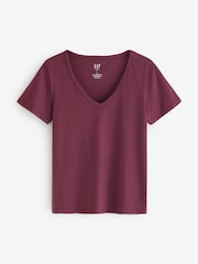 Gap Burgundy Vintage Soft V-Neck T-Shirt - Image 1 of 4
