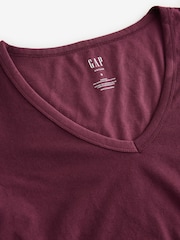 Gap Burgundy Vintage Soft V-Neck T-Shirt - Image 3 of 4