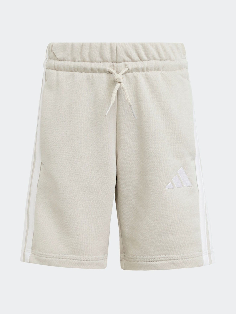 adidas Grey 3 Stripe Essentials Shorts - Image 6 of 6