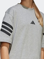 adidas Grey 3 Stripes 100% Cotton T-Shirt - Image 5 of 6