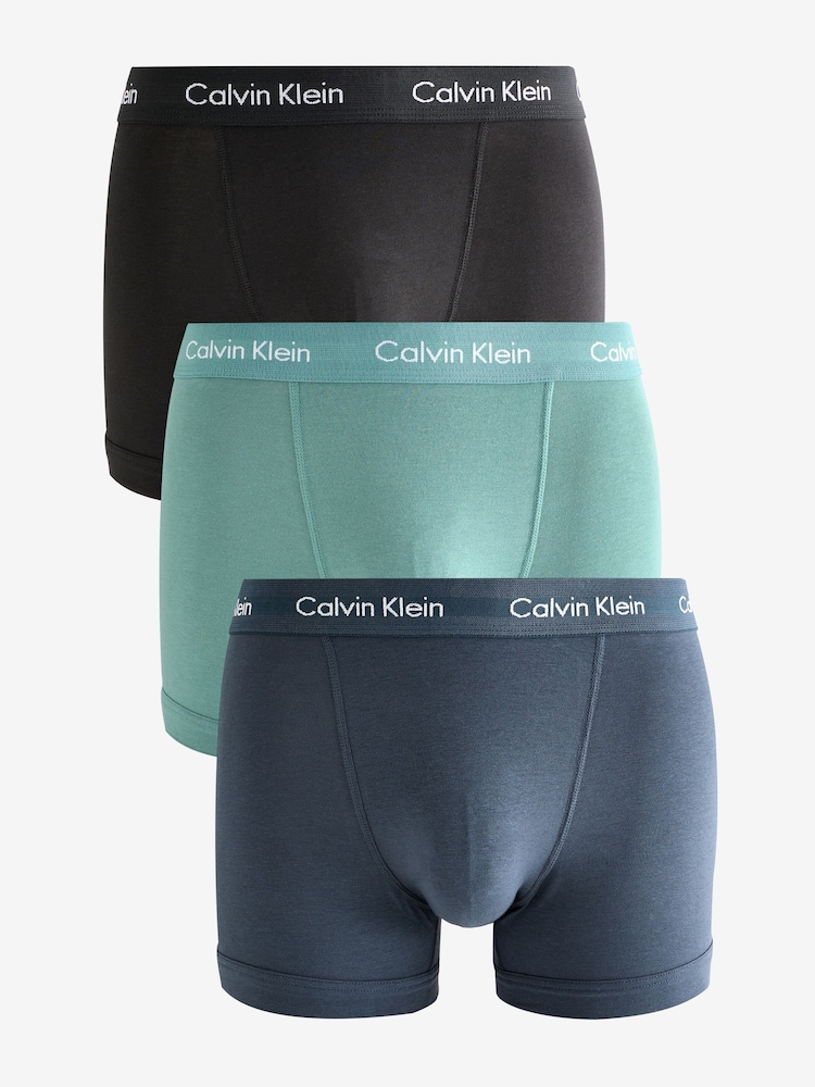 Calvin Klein Green Classic Stretch Trunks 3 Pack Boxers - Image 1 of 4