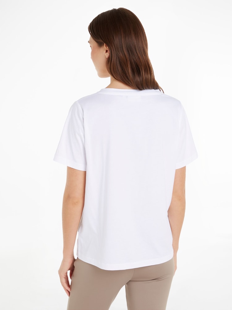 Calvin Klein White Smooth Cotton V-Neck Short Sleeve T-Shirt - Image 2 of 6