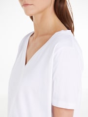 Calvin Klein White Smooth Cotton V-Neck Short Sleeve T-Shirt - Image 3 of 6