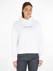 Calvin Klein White Hero Logo Hoodie - Image 1 of 6