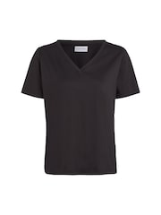 Calvin Klein Black Smooth Cotton V-Neck Short Sleeve T-Shirt - Image 4 of 6