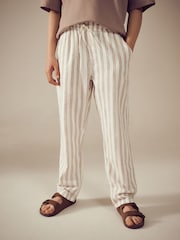 Beige/Ecru Striped - بناطيل مزيج الكتان (3-16سنوات) - صورة 1 من 9