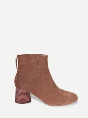Off The Hook Brown Elara Suede Round Toe Heeled Ankle Boots - Image 1 of 6