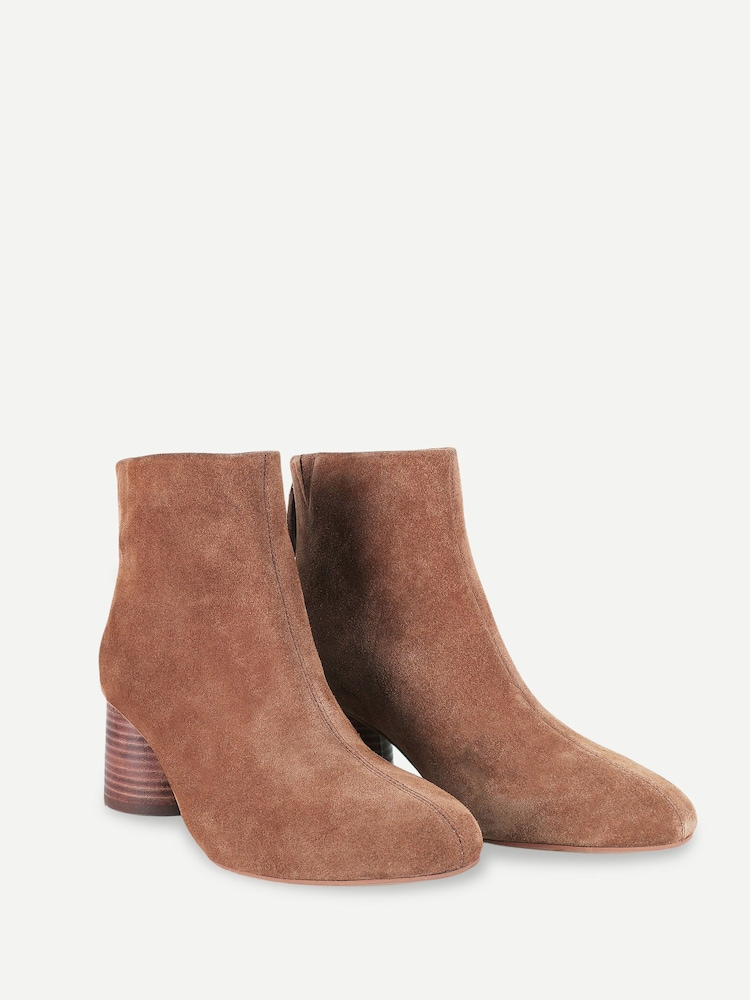 Off The Hook Brown Elara Suede Round Toe Heeled Ankle Boots - Image 2 of 6