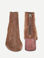 Off The Hook Brown Elara Suede Round Toe Heeled Ankle Boots - Image 4 of 6