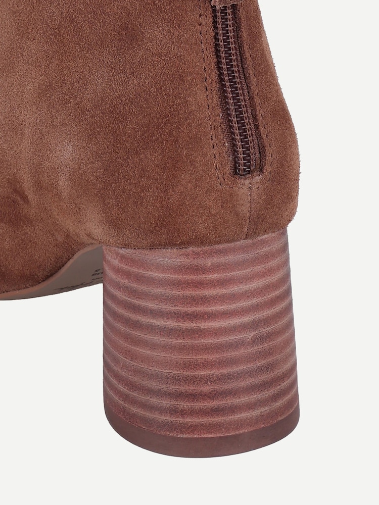 Off The Hook Brown Elara Suede Round Toe Heeled Ankle Boots - Image 6 of 6