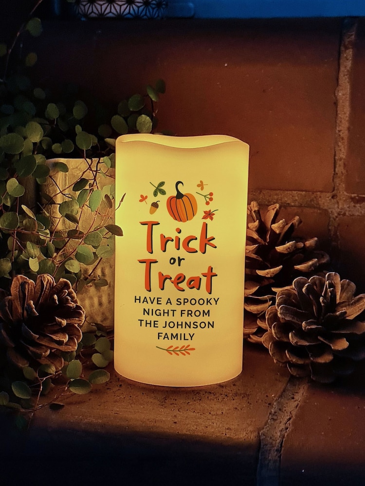 Personalised Trick or Treat LED Candle by PMC - Image 2 of 3 Personalised Trick or Treat LED Candle by PMC - Image 2 of 3