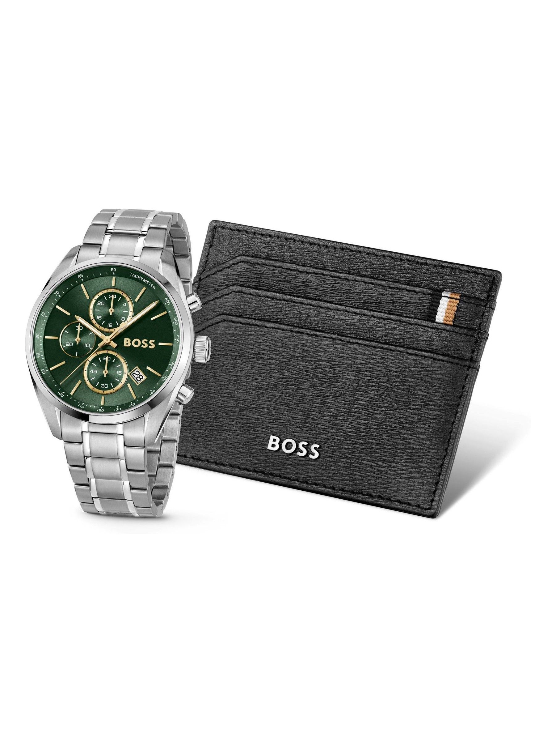 BOSS Gents BOSS Grand Prix Watch and Cardholder Giftset, Silver, Men - Image 3