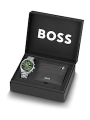 BOSS Silver Tone Gents Grand Prix Watch and Cardholder Gift Set - Image 2 of 2