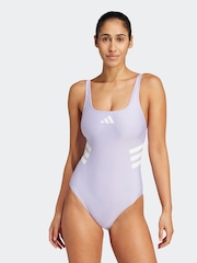 adidas Purple 3-Stripes U-Back Swimsuit - Image 1 of 6