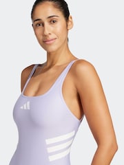 adidas Purple 3-Stripes U-Back Swimsuit - Image 4 of 6