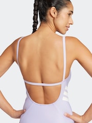 adidas Purple 3-Stripes U-Back Swimsuit - Image 5 of 6
