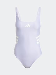adidas Purple 3-Stripes U-Back Swimsuit - Image 6 of 6