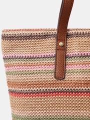 Accessorize Woven Stripe Raffia Shoulder Bag - Attēls 3 no 3