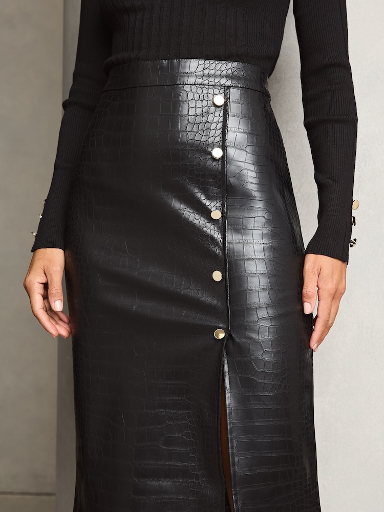 Lipsy Black Petite Ribbed Knitted Print 2 in 1 Dress - Image 2 of 4