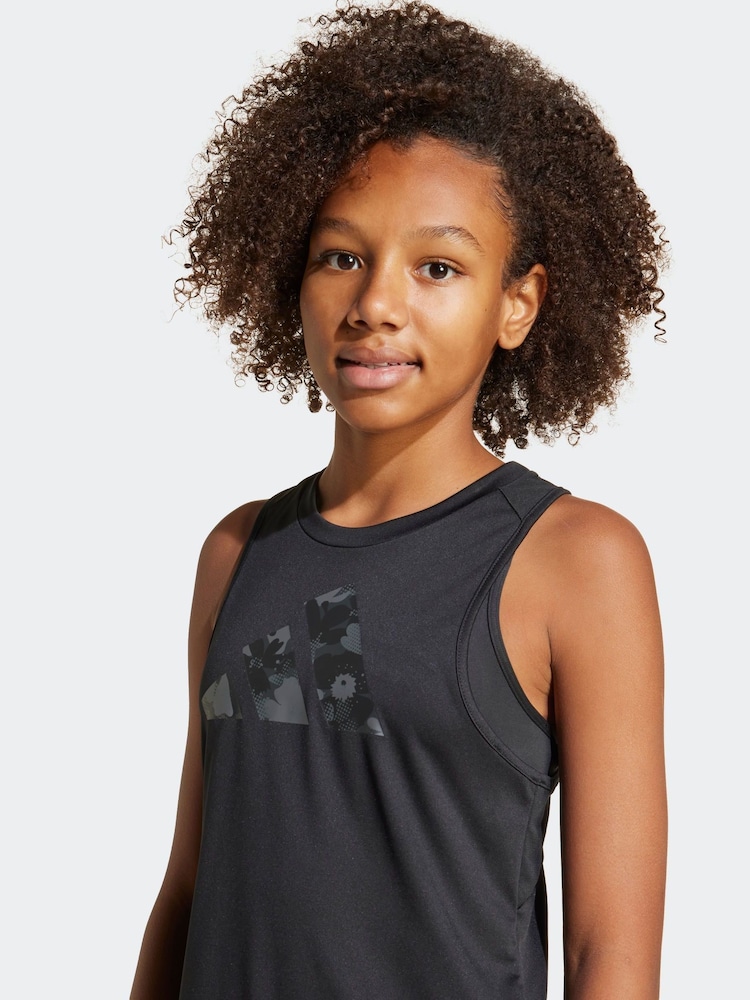 adidas Black Train Essentials Flower Print Vest - Image 3 of 5