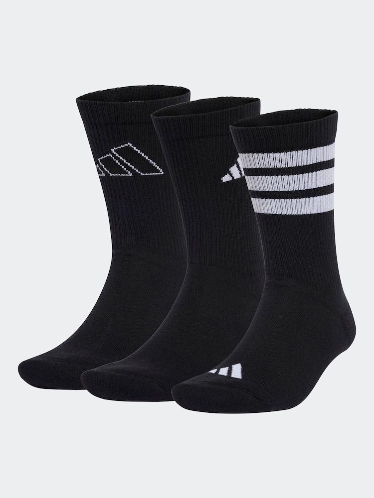 adidas Black Logo Socks 3 Pack - Image 2 of 4