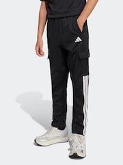 adidas Black 3 Stripe Cargo Joggers - Image 1 of 8
