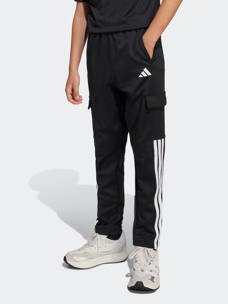adidas Black 3 Stripe Cargo Joggers - Image 1 of 8