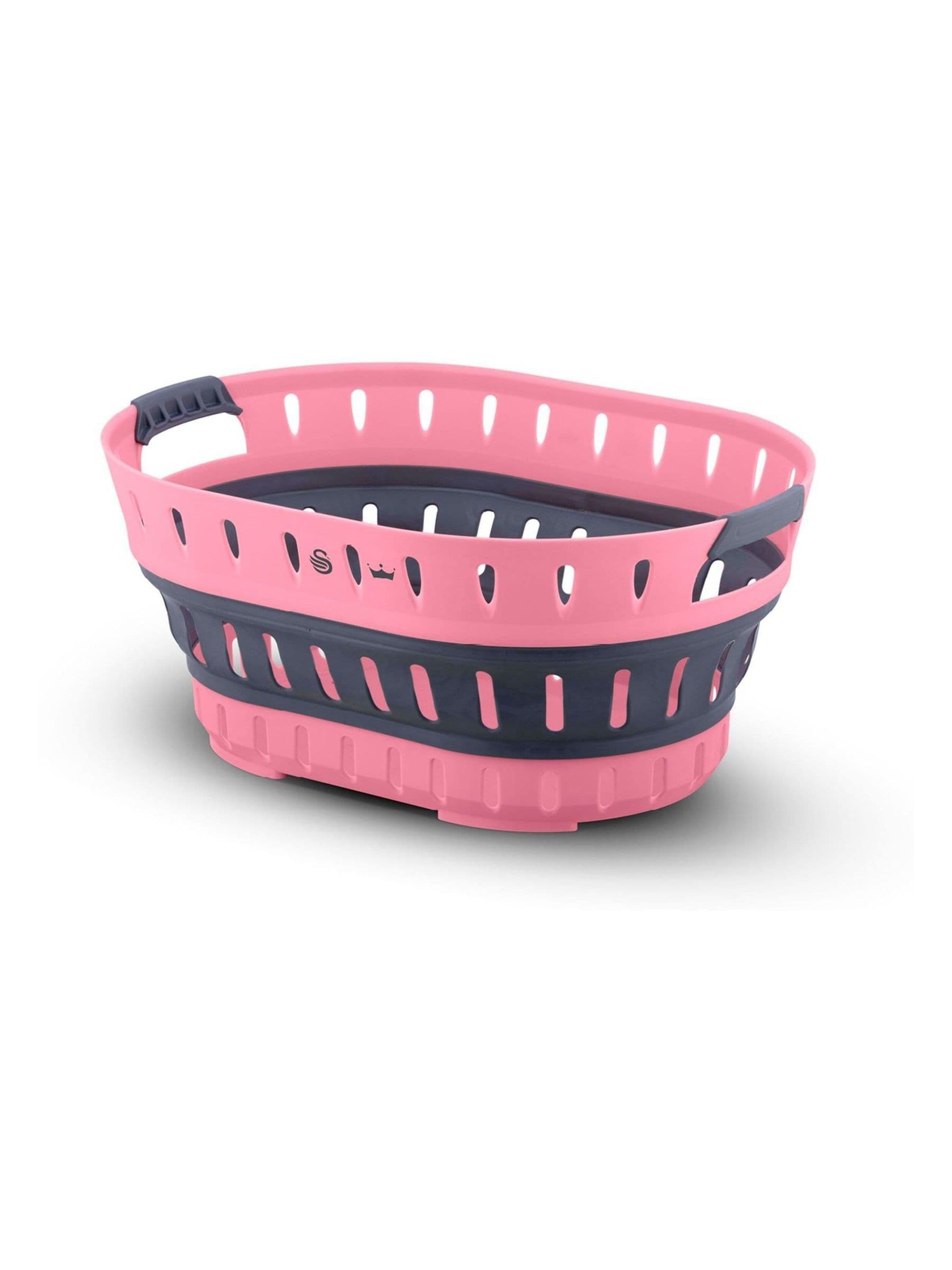 Swan Unisex Pink Oval Collapsible Laundry Basket - Image 5