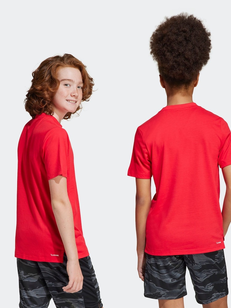 adidas Red Essentials Camo Logo Training T-Shirt - Image 2 of 6