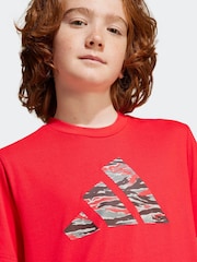 adidas Red Essentials Camo Logo Training T-Shirt - Image 5 of 6