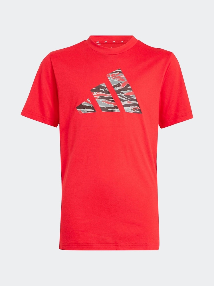 adidas Red Essentials Camo Logo Training T-Shirt - Image 6 of 6