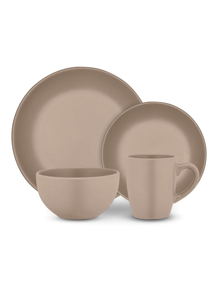 Tower 16 Piece Taupe Dinner Set - Image 1 of 8 Tower 16 Piece Taupe Dinner Set - Image 1 of 8