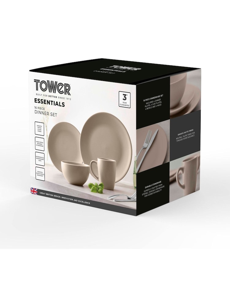 Tower 16 Piece Taupe Dinner Set - Image 8 of 8 Tower 16 Piece Taupe Dinner Set - Image 8 of 8
