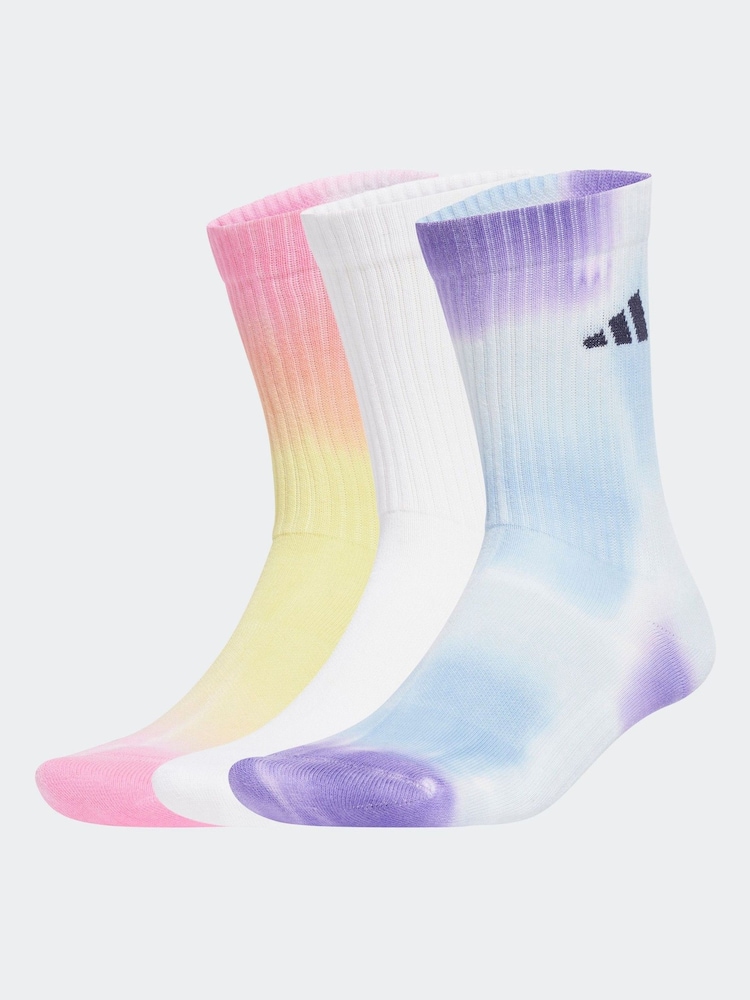 adidas White Tie Dye Crew Socks 3 Pack - Image 1 of 4